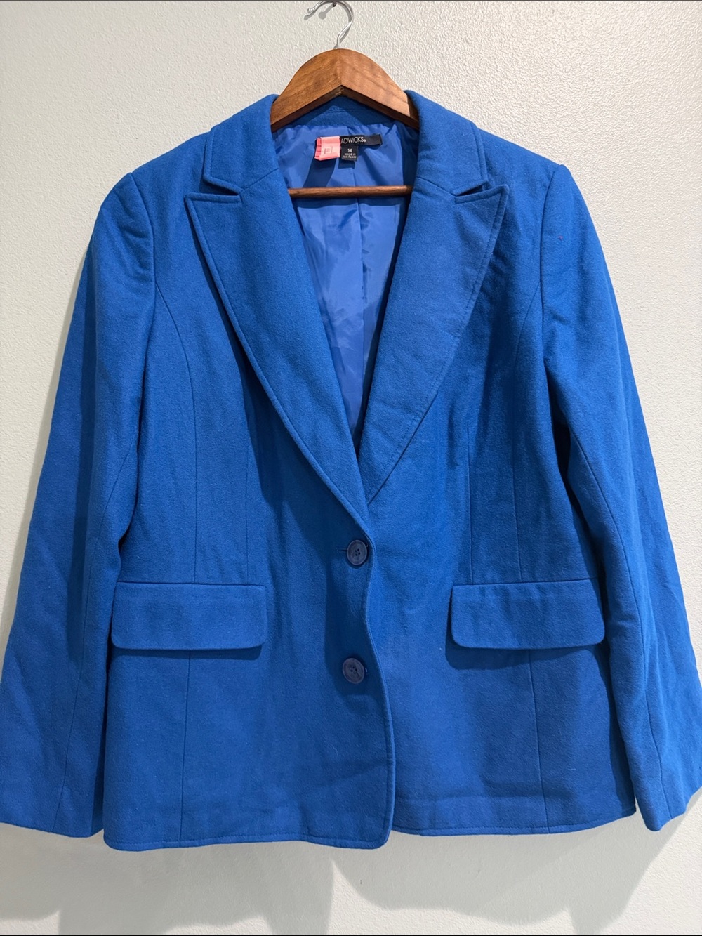 Chadwicks Essential Wool Blend Electric Blue Single Breasted Women Blazer Jacket